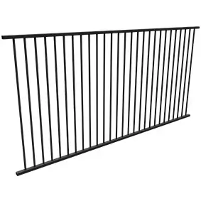 Black aluminium pool fence panel 1200mm x 2450mm flat top tubular satin finish
