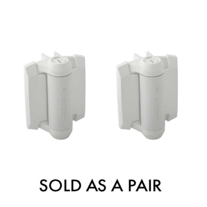 Tru close WHITE Hinges - (Pair) - 2 Alignment Legs Suits Gates up to 30kgs
